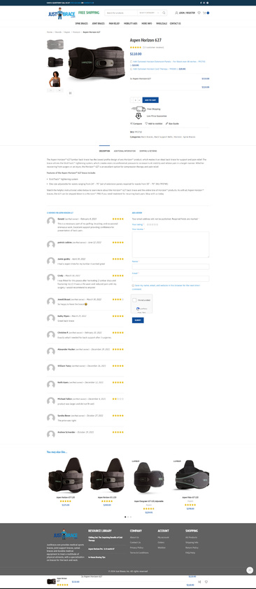 JustBrace Product Page
