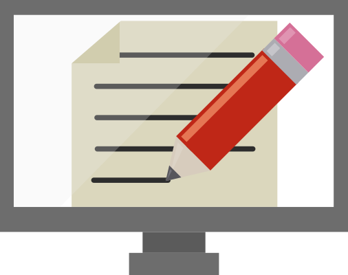 Browser window with a pencil inside.