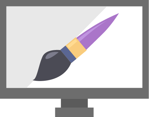 Computer monitor with a paintbrush on it.