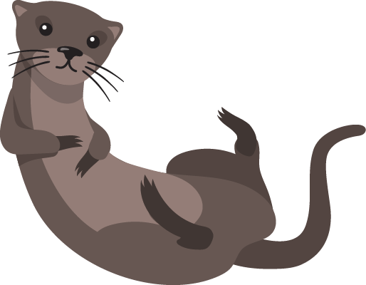 An otter on its back.