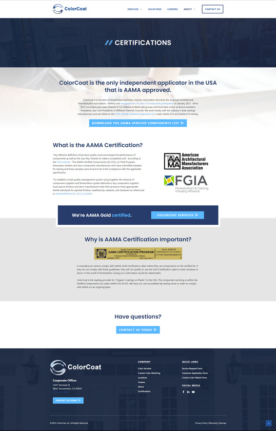 ColorCoat Certifications Page