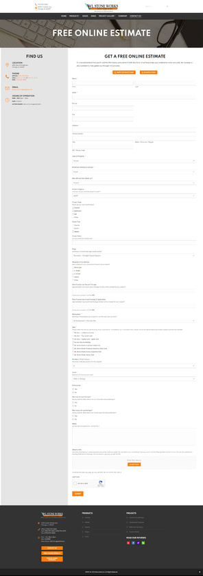 WL Stone Works Online Estimate Page