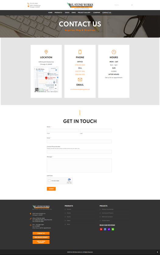 WL Stone Works Contact Page