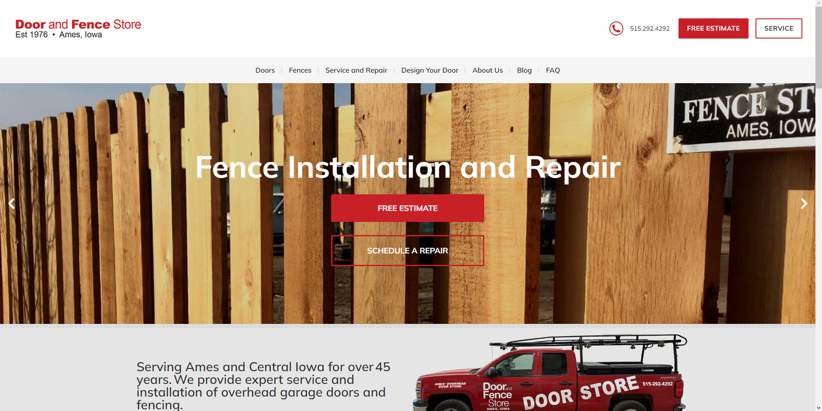 Door and Fence Store Above the Fold