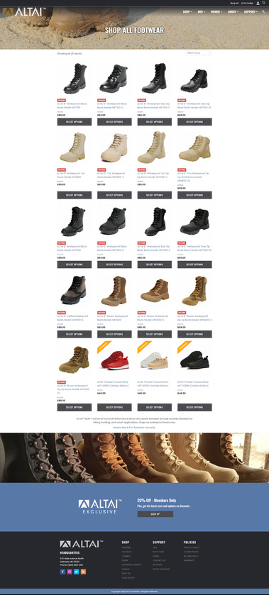 ALTAI Gear Shop Page